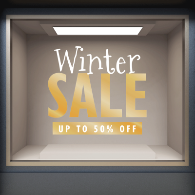 Winter Sale Gold, Εκπτωτικά, Αυτοκόλλητα βιτρίνας, 80 x 72 εκ.